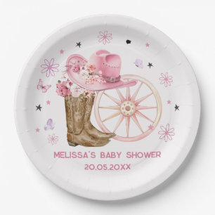Rustikaler Western Cowgirl Birthday Paper Plate Pappteller