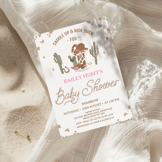 Rustikaler Western Cowgirl Boot Cowgirl Babydusche Einladung