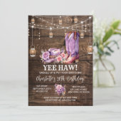 Rustikaler Western Cowgirl Geburtstagsparty Einladung (Stehend Vorderseite)