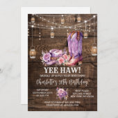 Rustikaler Western Cowgirl Geburtstagsparty Einladung (Vorne/Hinten)