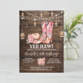 Rustikaler Western Cowgirl Geburtstagsparty Einladung (Stehend Vorderseite)