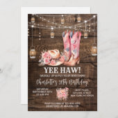 Rustikaler Western Cowgirl Geburtstagsparty Einladung (Vorne/Hinten)