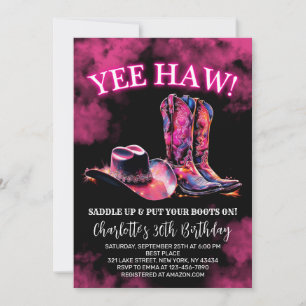 Rustikaler Western Cowgirl Geburtstagsparty Pink N Einladung