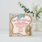 Rustikaler Western Cowgirl Pferde Geburtstagseinla Einladung (Stehend Vorderseite)