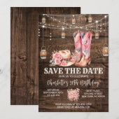 Rustikaler Western Cowgirl Save the Date Geburtsta Einladung (Vorne/Hinten)