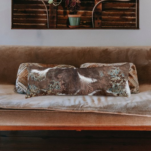 Rustikaler Western Cowhide Leder Seitenschläferkissen