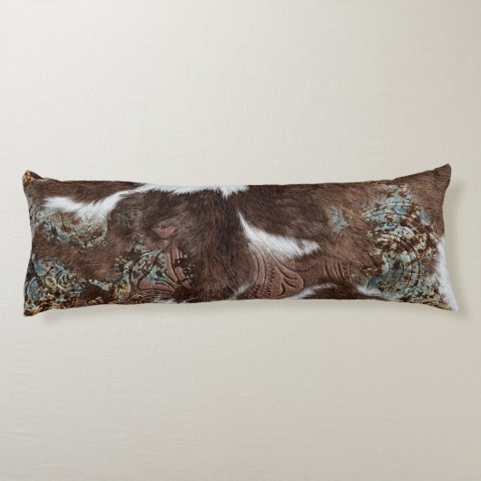 Rustikaler Western Cowhide Leder Seitenschläferkissen (Rückseite)