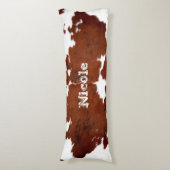 Rustikaler Western Cowhide Name Seitenschläferkissen (Vorderseite Vertikal)