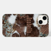 Rustikaler Western Cowhide Print Brown Leather Nam Case-Mate iPhone Hülle (Rückseite (Horizontal))