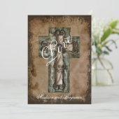 Rustikaler Western Cross Wedding Einladungen (Stehend Vorderseite)