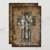 Rustikaler Western Cross Wedding Einladungen (Vorne/Hinten)