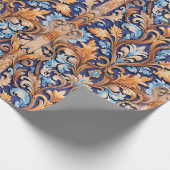 Rustikaler Western Damask Muster Denim Leather Geschenkpapier (Ecke)