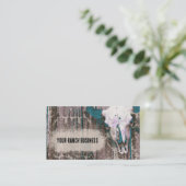 Rustikaler Western Dunkle Aquamarin-braune Textur  Visitenkarte (Stehend Vorderseite)