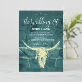 Rustikaler Western Dunkle Aquamarine Sonnenblumen Einladung (Stehend Vorderseite)