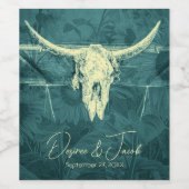 Rustikaler Western Dunkle Aquamarine Sonnenblumen Weinetikett (Einzelnes Label)