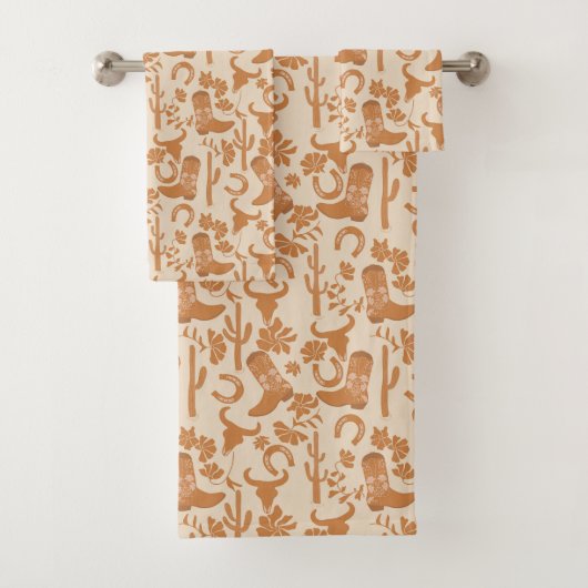 Rustikaler Western Earth Tone Country Cowboy Boots Badhandtuch Set (Insitu)