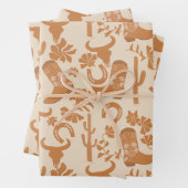 Rustikaler Western Earth Tone Country Cowboy Boots Geschenkpapier Set (Beispiel)