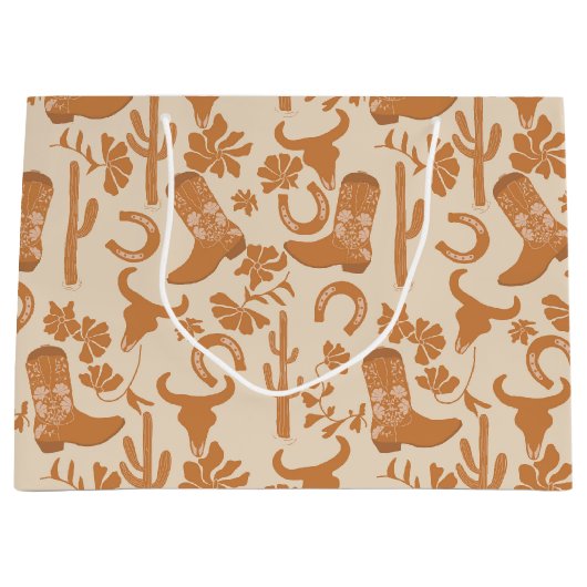 Rustikaler Western Earth Tone Country Cowboy Boots Große Geschenktüte (Vorderseite)