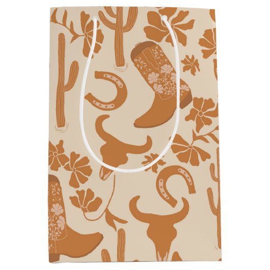 Rustikaler Western Earth Tone Country Cowboy Boots Mittlere Geschenktüte (Vorderseite)