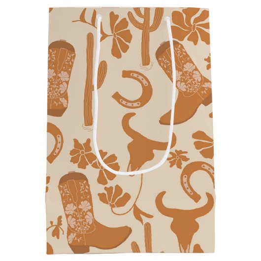 Rustikaler Western Earth Tone Country Cowboy Boots Mittlere Geschenktüte (Rückseite)