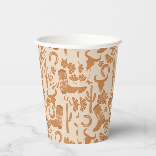 Rustikaler Western Earth Tone Country Cowboy Boots Pappbecher (Rechts)