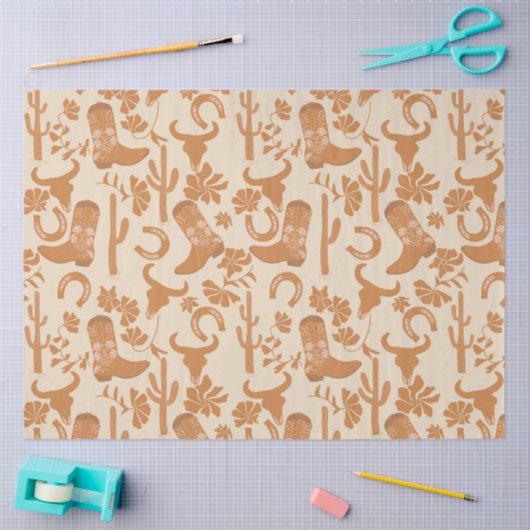 Rustikaler Western Earth Tone Country Cowboy Boots Seidenpapier (Basteln)