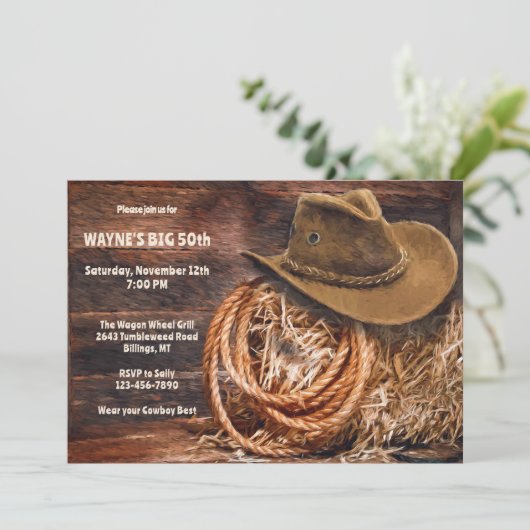 Rustikaler Western Einladung (Stehend Vorderseite)