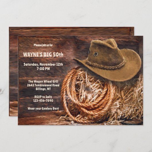 Rustikaler Western Einladung (Vorne/Hinten)