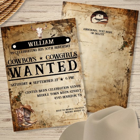 Rustikaler Western Einladung zum Geburtstag