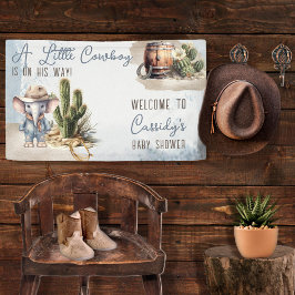 Rustikaler Western Elephant Cowboy Boy Babydusche Banner