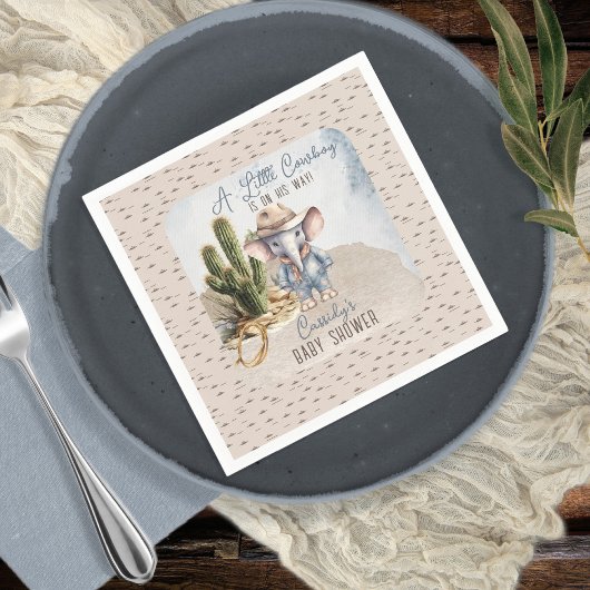 Rustikaler Western Elephant Cowboy Boy Babydusche Serviette