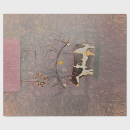 Rustikaler Western Farm Rosa Decoupage Geschenkpapier (Flach)