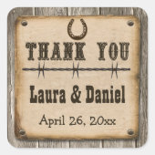 Rustikaler Western Gastgeschenk Hochzeit Sticker (Vorderseite)