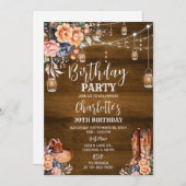 Rustikaler Western Geburtstagsparty Einladung (Vorne/Hinten)