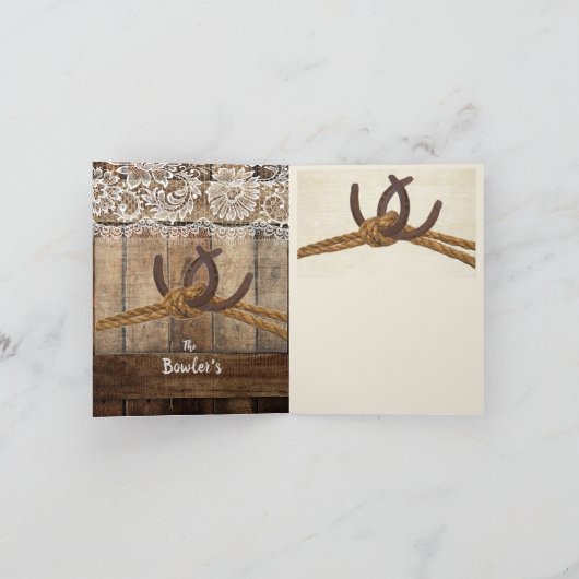 Rustikaler Western Hochzeit Danke Karte (Innenseite)