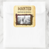 Rustikaler Western Hochzeit 🤠 GEWOLLT Foto Quadratischer Aufkleber (Tasche)