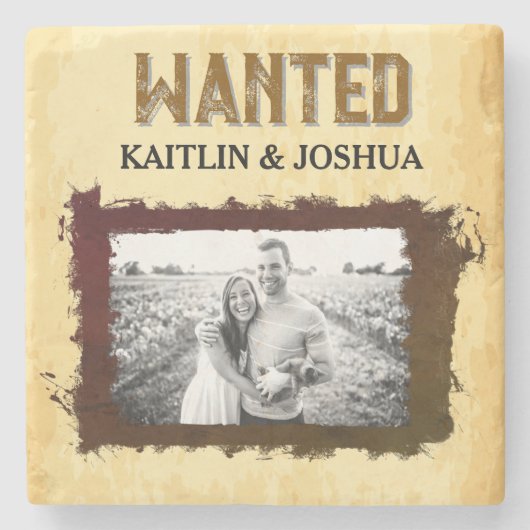 Rustikaler Western Hochzeit 🤠 GEWOLLT Foto Steinuntersetzer (Vorderseite)