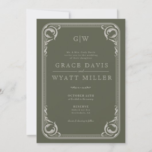 Rustikaler Western Hochzeit mit Details Einladung (Vorderseite)