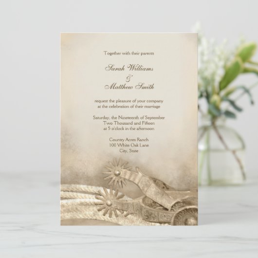 Rustikaler Western Hochzeiten Einladung (Stehend Vorderseite)