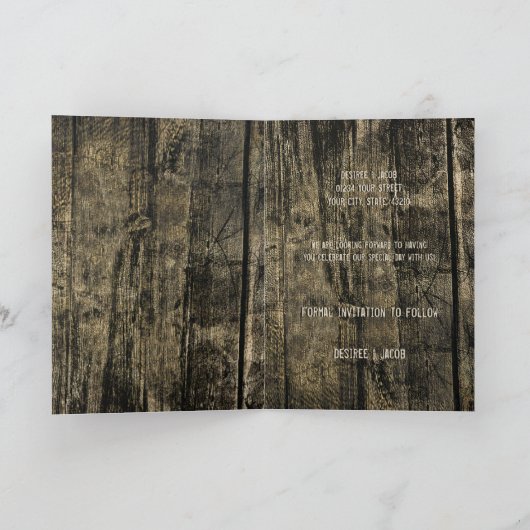 Rustikaler Western Hochzeitskuhschädel Save the Da Ankündigung (Innenseite)