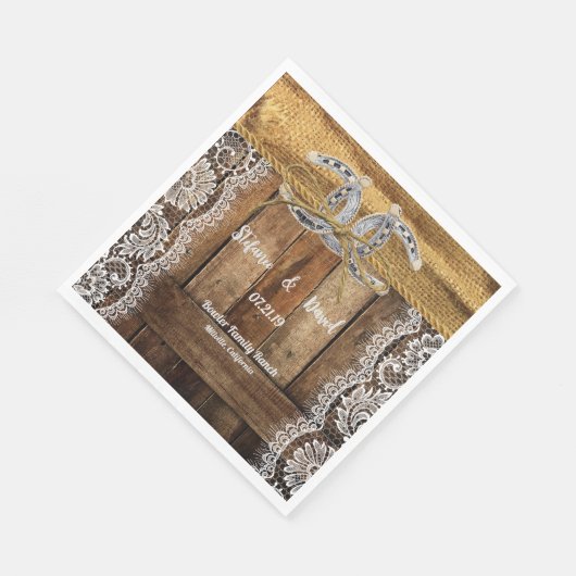 Rustikaler Western Hochzeitspapier Napkin Serviette (Ecke)