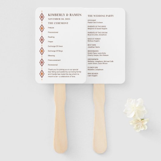 Rustikaler Western Hochzeitsprogramme Fächer (Vorne und Hinten)