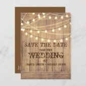 Rustikaler Western Holz & Licht Save the Date Ankündigungspostkarte (Vorne/Hinten)