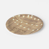 Rustikaler Western Holz & Lights Pappteller (Schrägansicht)