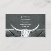 Rustikaler Western Holzkohle Grauer Kuhschädel Visitenkarte (Rückseite)