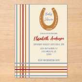 Rustikaler Western Horseshoe Kinderdusche Acryleinladungen (Vorderseite)