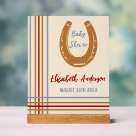 Rustikaler Western Horseshoe Kinderdusche Acrylschild