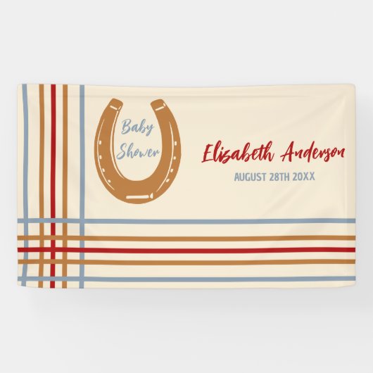 Rustikaler Western Horseshoe Kinderdusche Banner (Horizontal)
