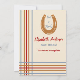 Rustikaler Western Horseshoe Kinderdusche Dankeskarte