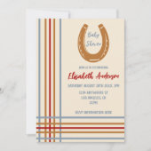 Rustikaler Western Horseshoe Kinderdusche Einladung (Vorderseite)